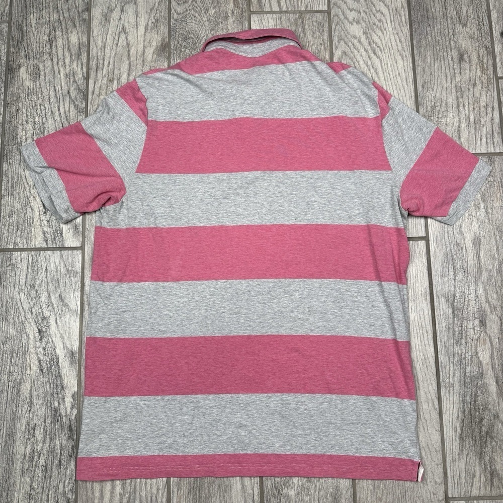 Johnnie O Hanging Out Polo Shirt Mens XL Pink/Gray Short Sleeve Preppy Striped - Picture 8 of 9